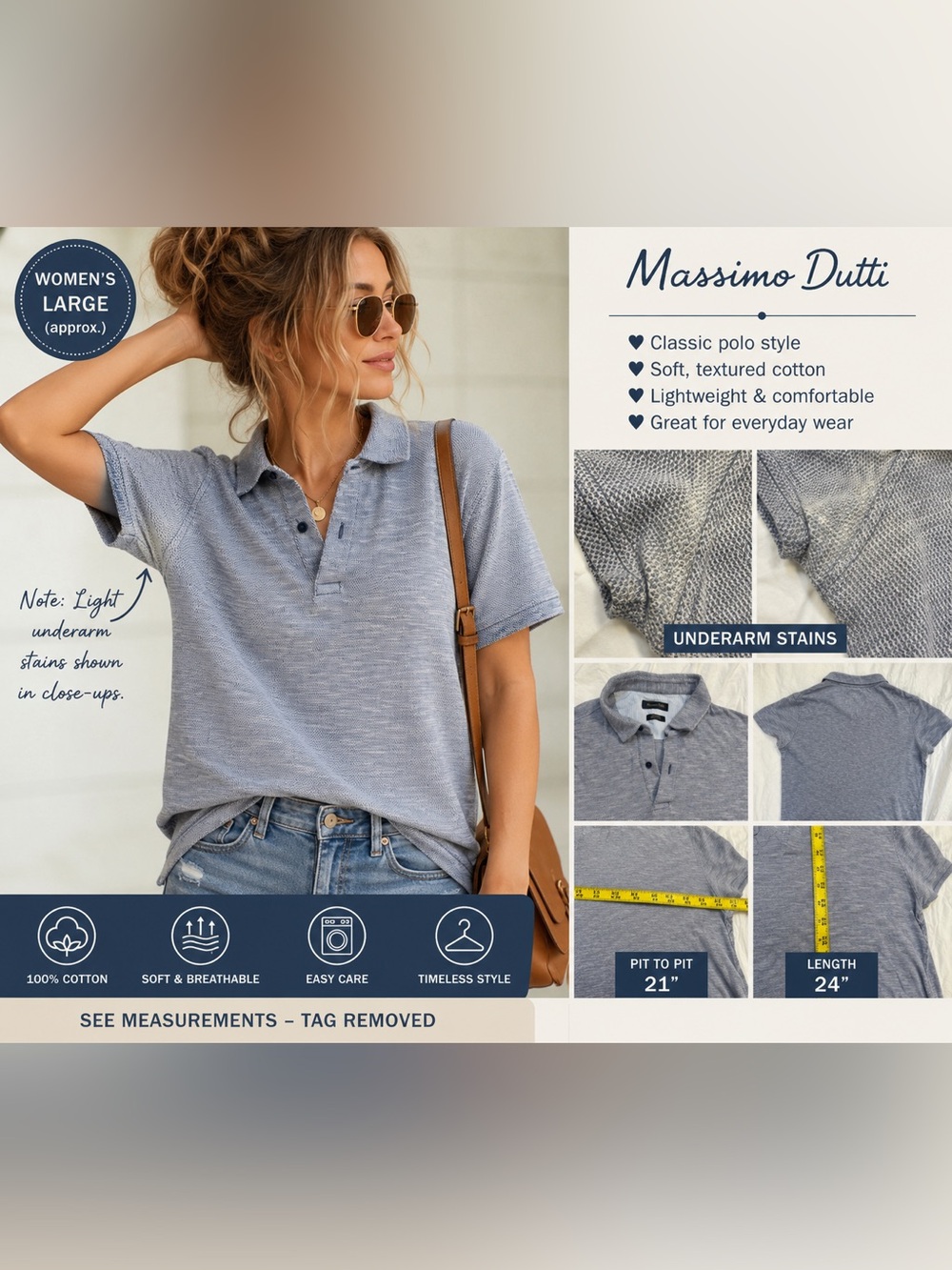 Massimo Heathered Light Blue Polo
